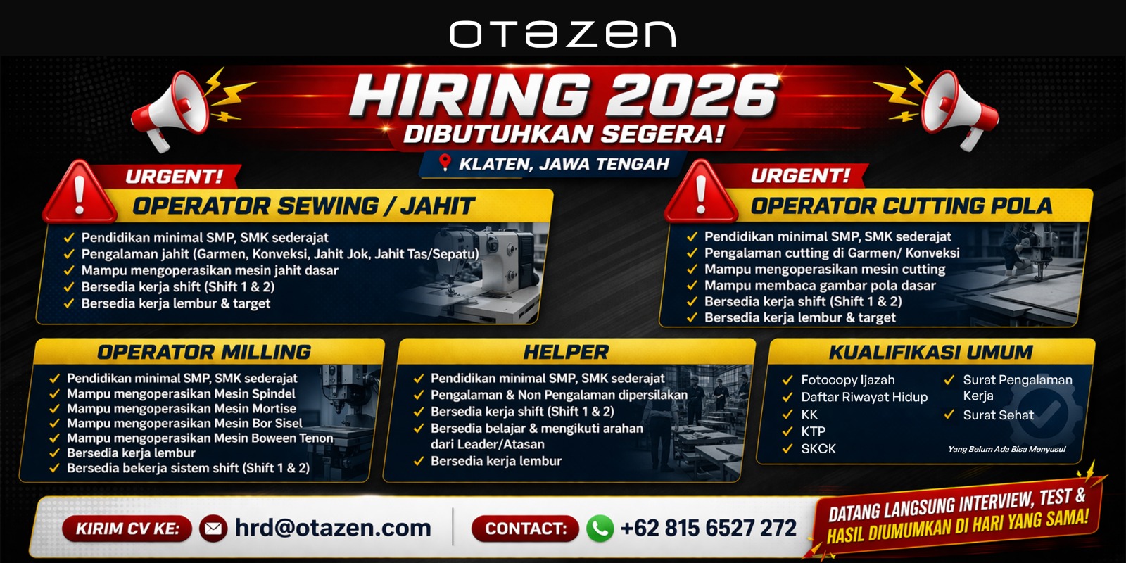 Lowongan Operator Milling