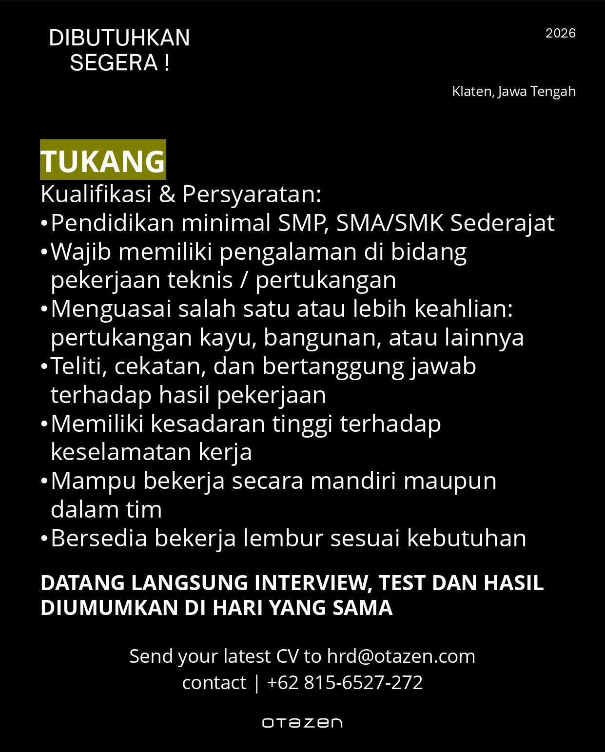 Lowongan Tukang